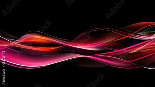 A vivid illustration of flowing waves in pink and red tones on a black background, conveying a sense of creativity and dynamic movement.