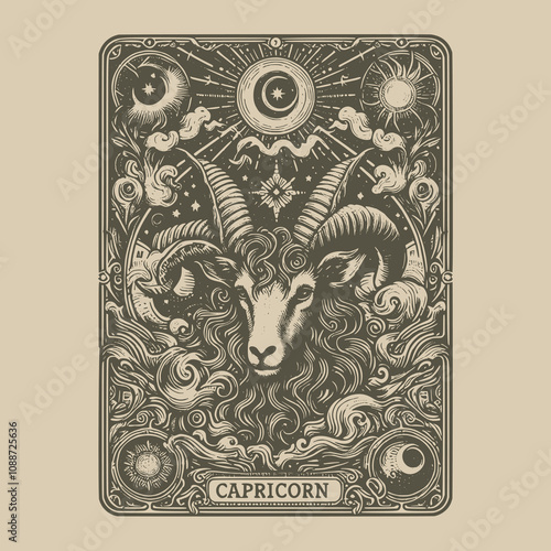 capricorn ouija tarot tattoo featuring celestial art