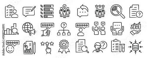 Survey hand drawn doodle sketch style line icons