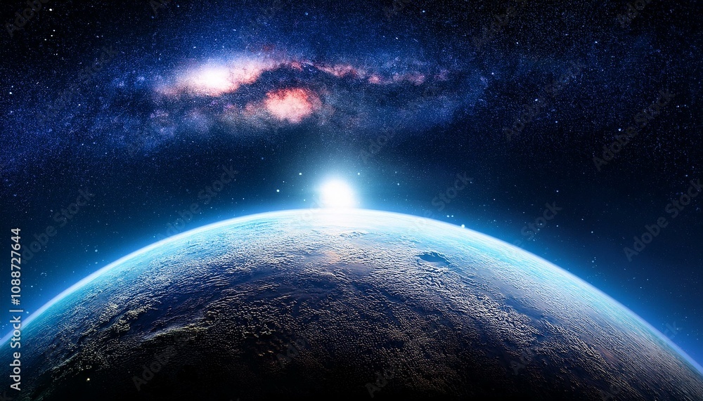 Obraz premium space illustration background with planet