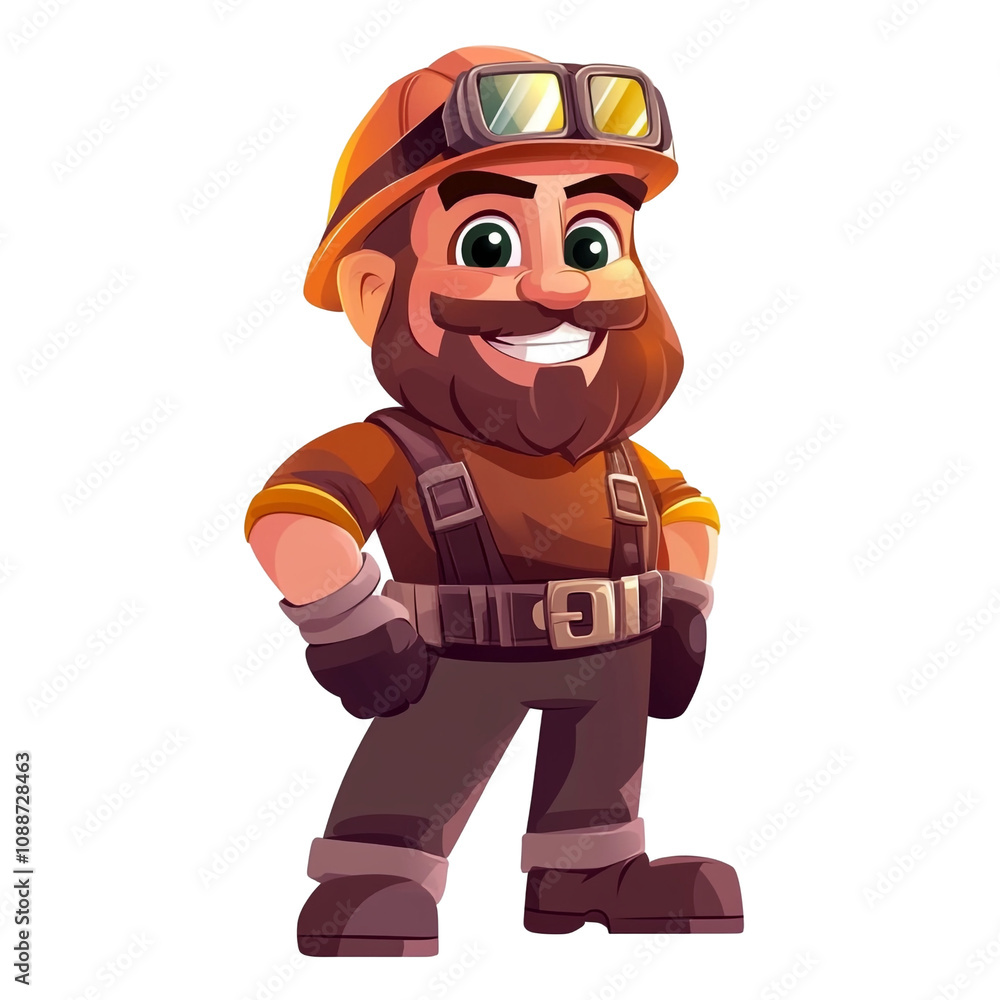 Fototapeta premium Cheerful Cartoon Construction Worker