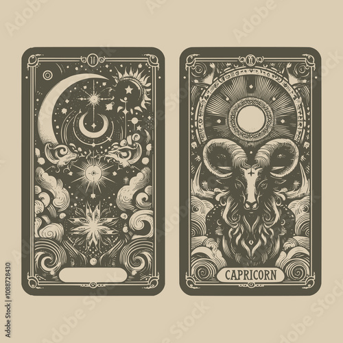 unique capricorn zodiak ouija tattoo design