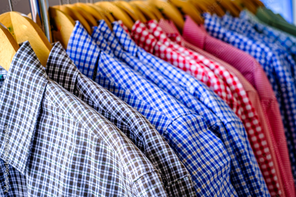 clothes hanging at a rack clothes hanging at a rack