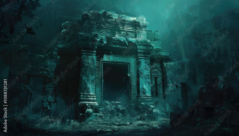 An Ancient Stone Temple Ruins in a Lush Jungle An Ancient Stone Temple Ruins in a Lush Jungle