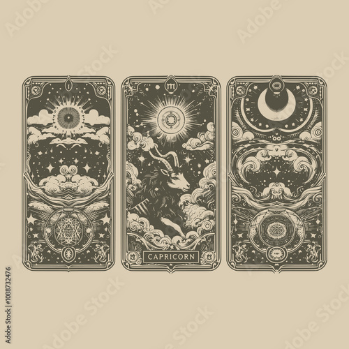 gothic capricorn zodiak tattoo design
