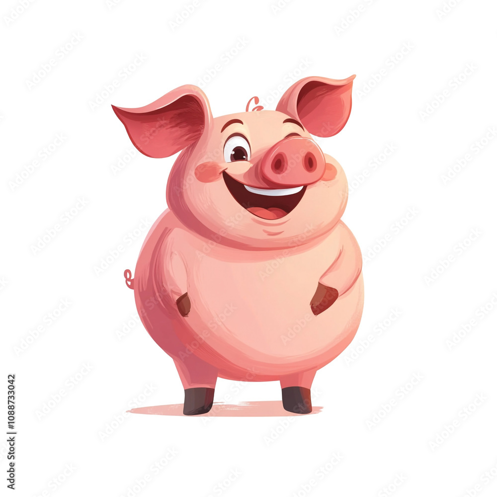 A Happy Pig Cartoon Illustration A Happy Pig Cartoon Illustration