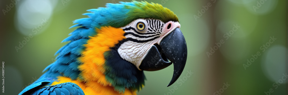 A vibrant parrot with a black beak and colorful plumage. A vibrant parrot with a black beak and colorful plumage.