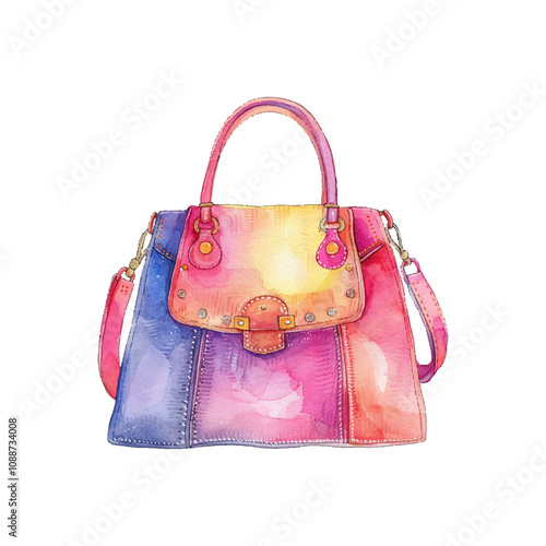 purse vector illustration in watercolor style