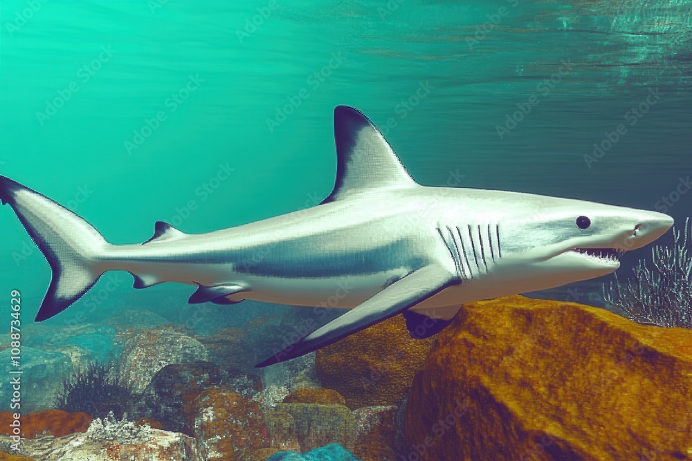 Obraz premium Blacktip Reef Shark in Motion