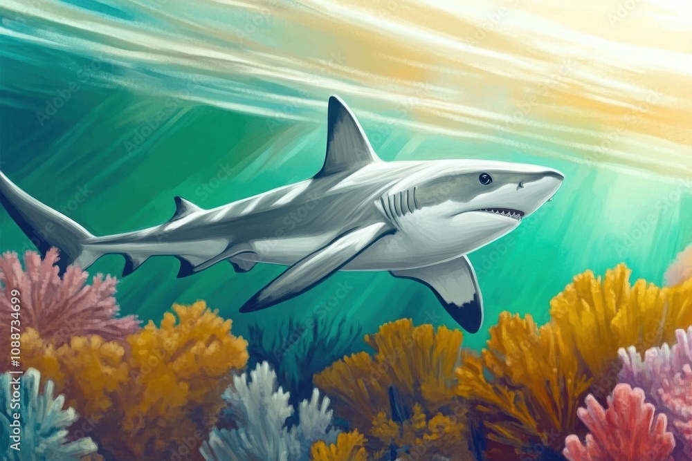 Obraz premium Blacktip Reef Shark in Motion