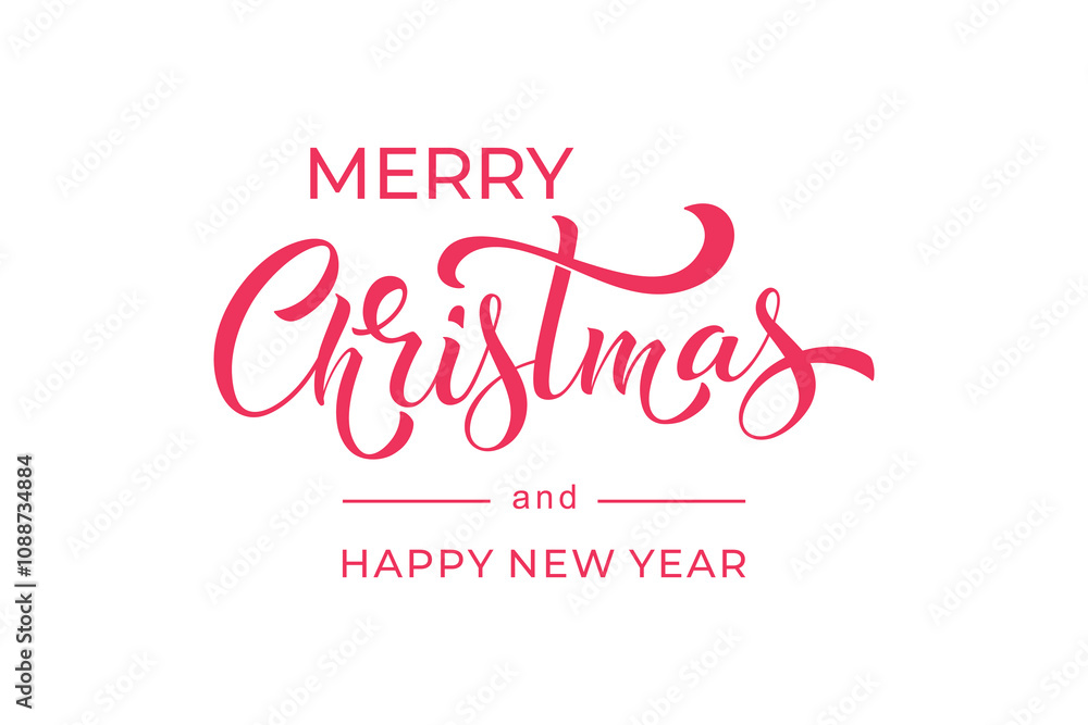 Merry Christmas and Happy New Year hand lettering calligraphy. Vector holiday illustration element. Typographic element for congratulations. Merry Christmas and Happy New Year hand lettering calligraphy. Vector holiday illustration element. Typographic element for congratulations.