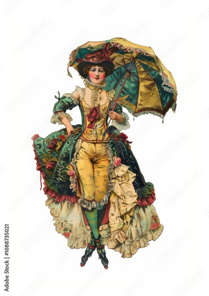 Fototapeta premium Vintage Victorian lady with parasol