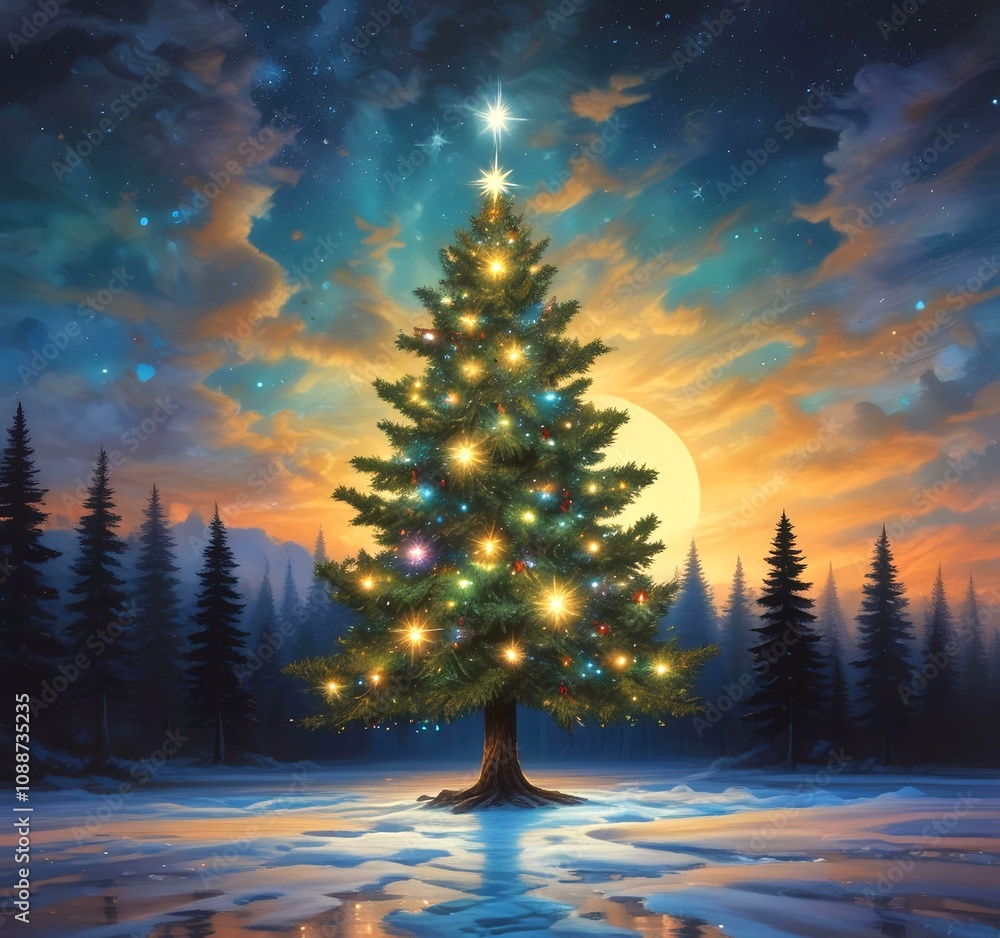 Illustration of Christmas tree with decoration. Illustration of Christmas tree with decoration.