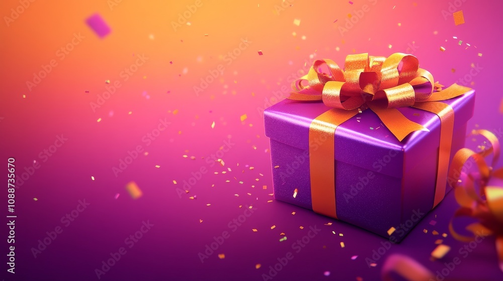 A purple box with a gold bow on top of it A purple box with a gold bow on top of it