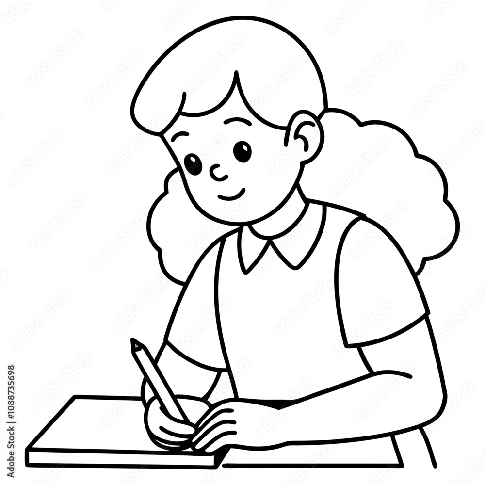 girl kid writing homework girl kid writing homework