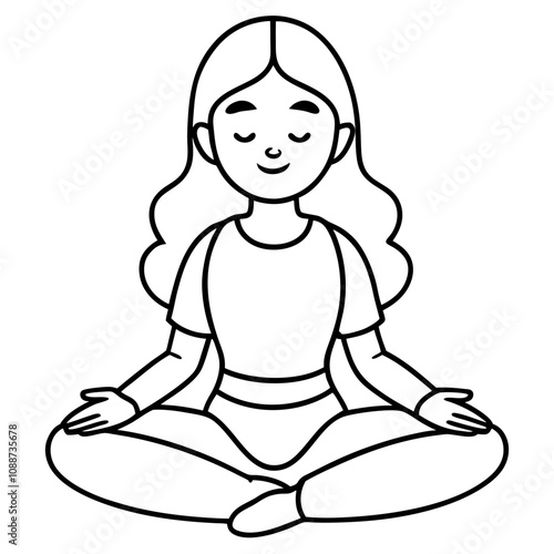 : girl meditating illustration