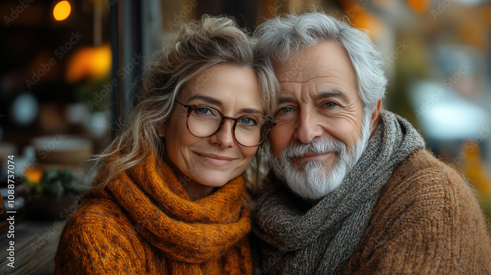 Couple enjoying a cozy moment together in a warm cafe on a chilly autumn day. Generative AI Couple enjoying a cozy moment together in a warm cafe on a chilly autumn day. Generative AI