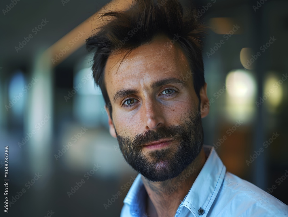Portrait of a man with a beard and blue eyes. Portrait of a man with a beard and blue eyes.