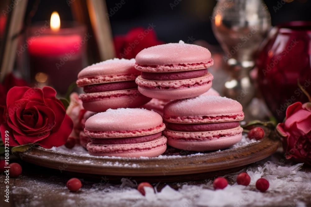Close up of valentine day sweets, showcasing intricate details and soft, inviting lighting