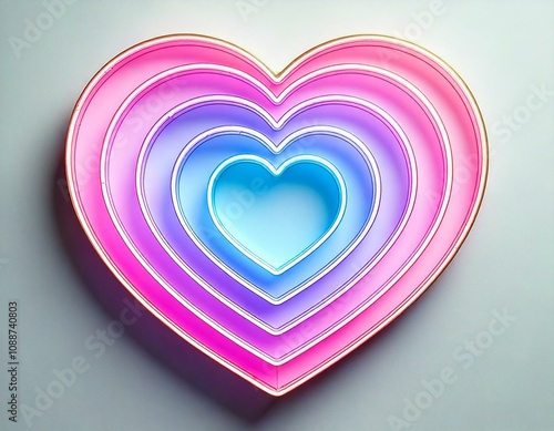 Layered Heart: A vibrant, multicolored heart design with pastel pink, purple, and blue hues.  The concentric heart shapes create a visually captivating image perfect for Valentine's Day, love.