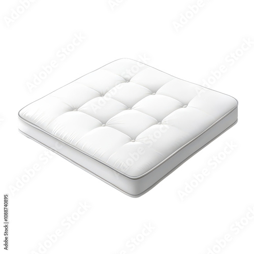 Stylish white mattress featuring a tufted design, perfect for stylish bedroom decor and a comfortable night's sleep. photo