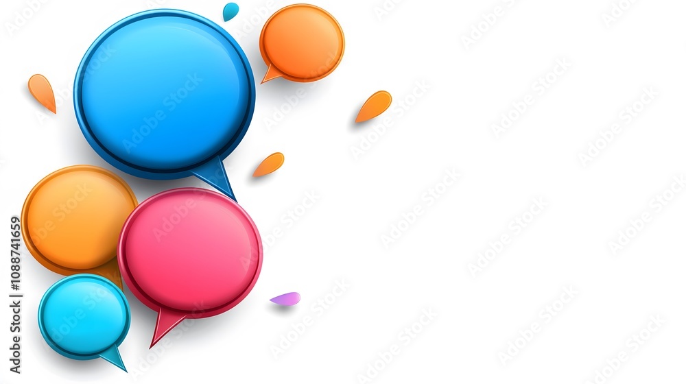 Colorful Speech Bubbles on White Background Colorful Speech Bubbles on White Background