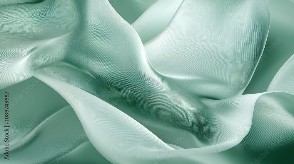Obraz premium Soft, flowing mint green fabric creating an elegant texture.