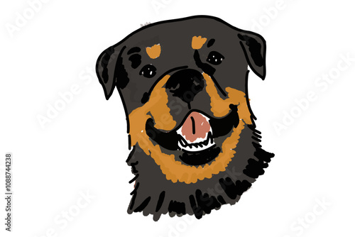 Vector illustration of a Rottweiler head drawing