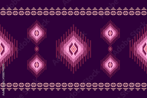 Ikat ethnic geometric embroidery abstract Aztec seamless pattern. Native geometry decorative design for fabric, clothing, wallpaper, background, interior, decoration, print, texture