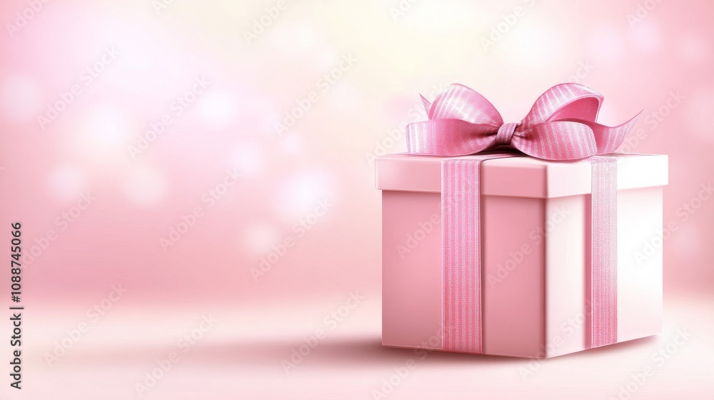 Fototapeta premium A pink box with a ribbon on top of it