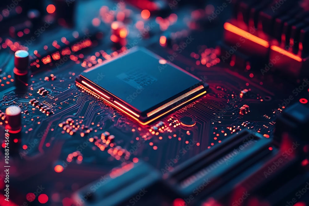 Illuminated Central Processing Unit On Circuit Board Illuminated Central Processing Unit On Circuit Board