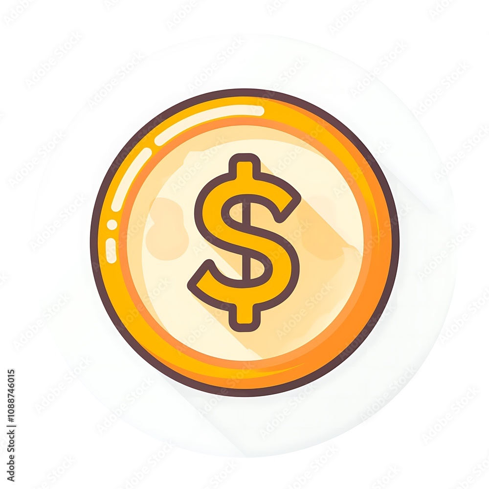A stylized illustration of a gold coin featuring a dollar sign, symbolizing currency and finance. A stylized illustration of a gold coin featuring a dollar sign, symbolizing currency and finance.
