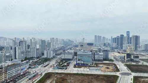 Drone View of Sejong City in South Korea, Park, Autumn, 60fps photo