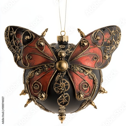 Steampunk Butterfly Ornament Whimsy Meets Christmas Mechanical Wonder photo