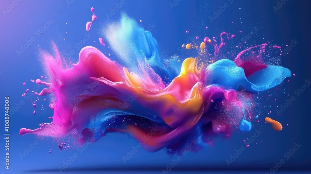 Naklejka premium Abstract Colorful Paint Explosion In Motion