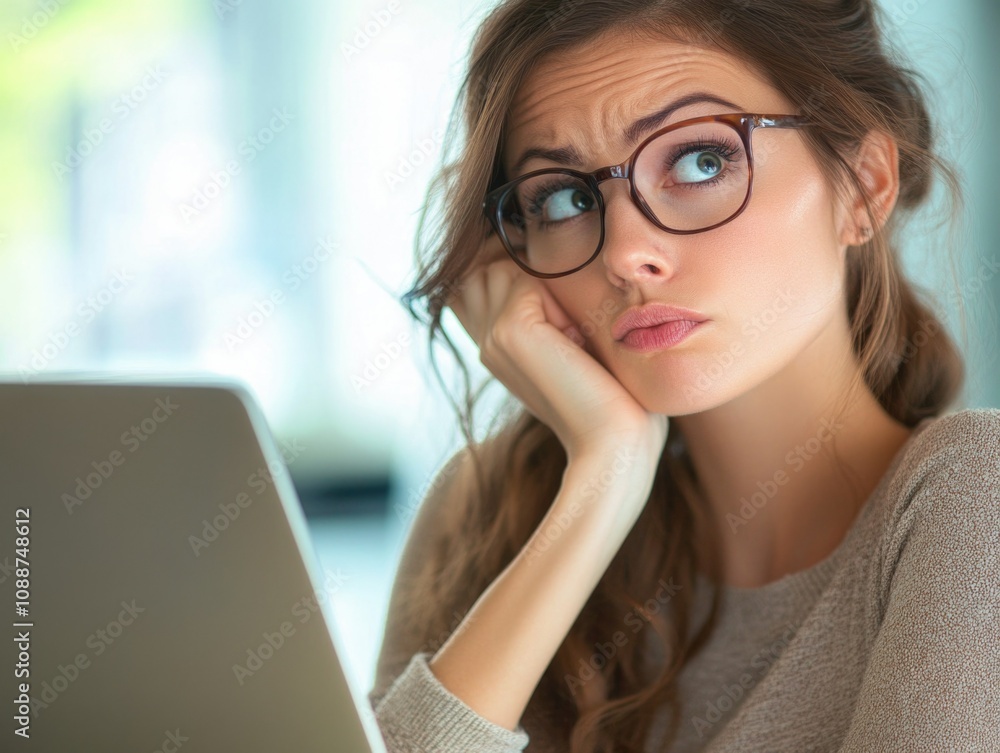 Frustrated Woman Staring Ahead, Looking Perplexed Frustrated Woman Staring Ahead, Looking Perplexed