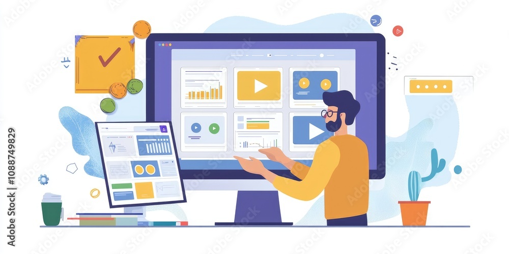 A digital designer reviewing and optimizing design assets for websites and apps. A digital designer reviewing and optimizing design assets for websites and apps.