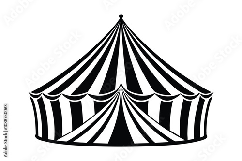 icon of circus tent silhouette vector illustration white background
