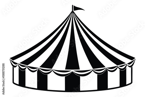 icon of circus tent silhouette vector illustration white background