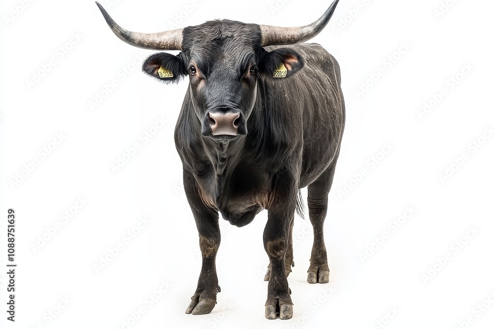 Portrait of the strongest dark brown bull with muscles and long horns on a clear png background, an Animal Fighter concept. Portrait of the strongest dark brown bull with muscles and long horns on a clear png background, an Animal Fighter concept.