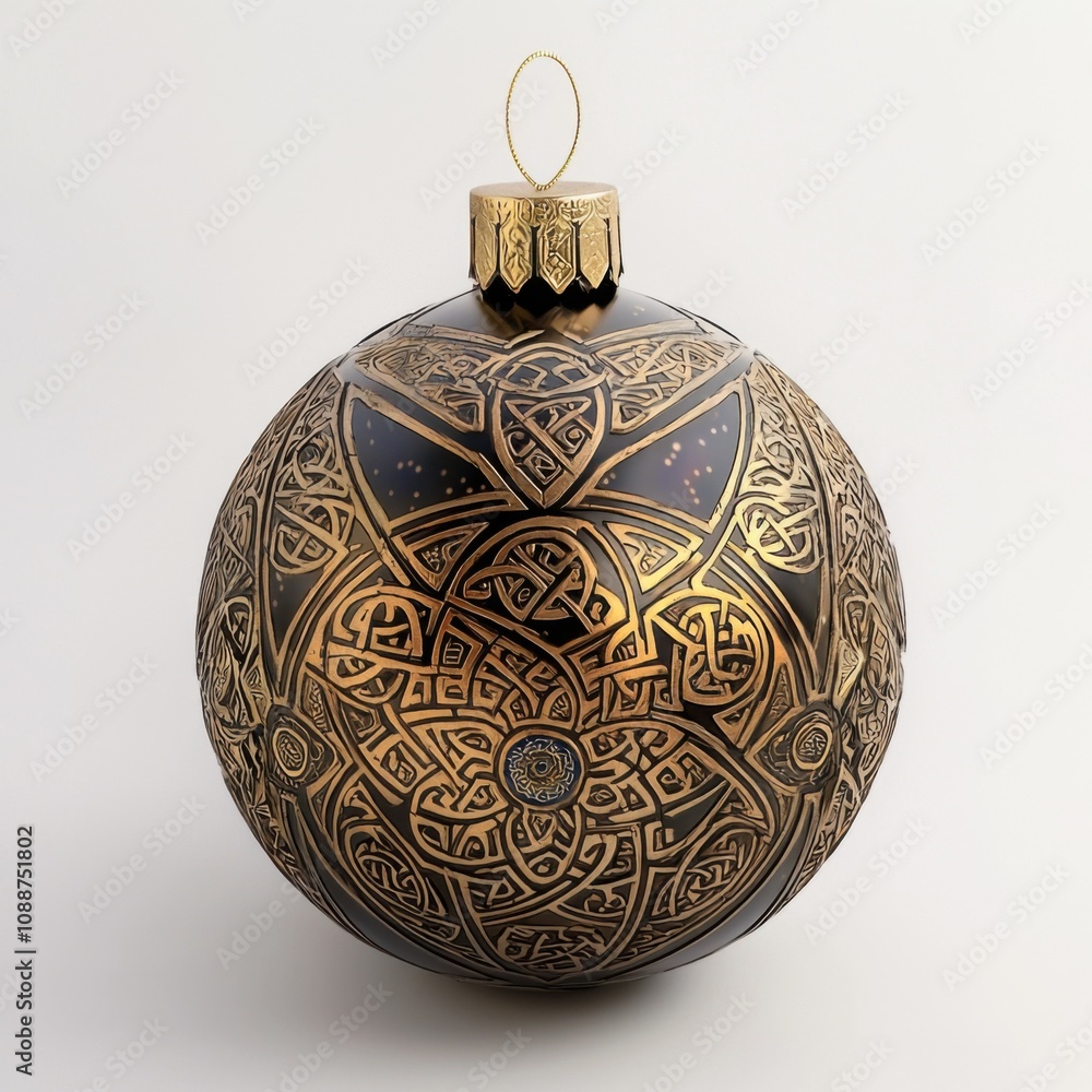 Celestial Christmas Ornament with Celtic Bronze Sun Wheel Details Celestial Christmas Ornament with Celtic Bronze Sun Wheel Details