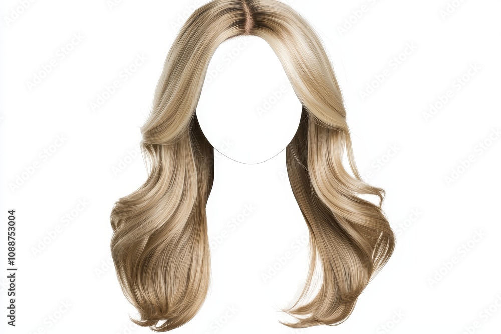 Wig with stylish design isolated on white background, front view, concept of fashionable hairstyles. Wig with stylish design isolated on white background, front view, concept of fashionable hairstyles.