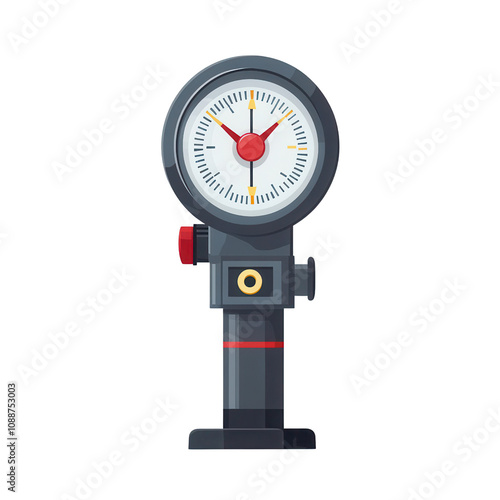 A detailed illustration of a pressure gauge used for measuring gas or liquid pressure in various applications. photo