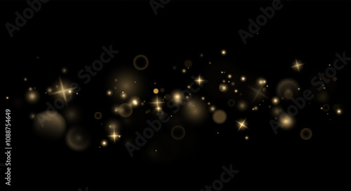 Christmas background. Powder PNG. Magic shining gold dust. Fine, shiny dust bokeh particles fall off slightly. Fantastic shimmer effect.	
