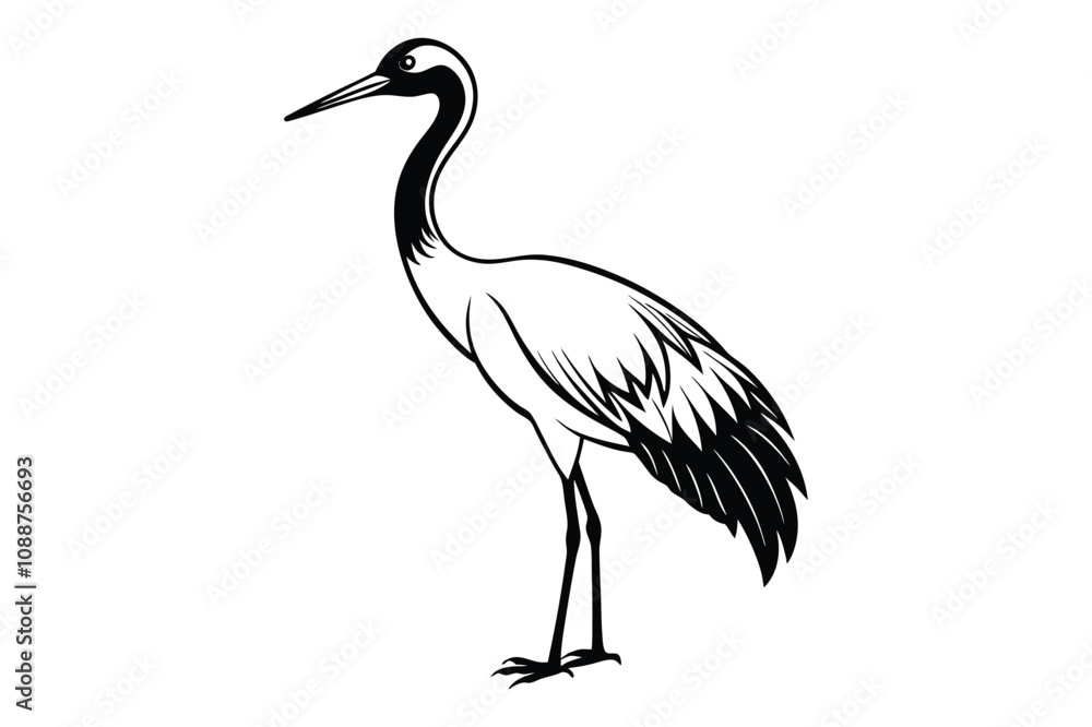 Fototapeta premium crane bird animal silhouette vector icon on a white background