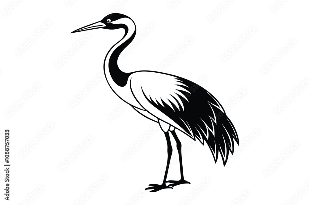 Fototapeta premium crane bird animal silhouette vector icon on a white background