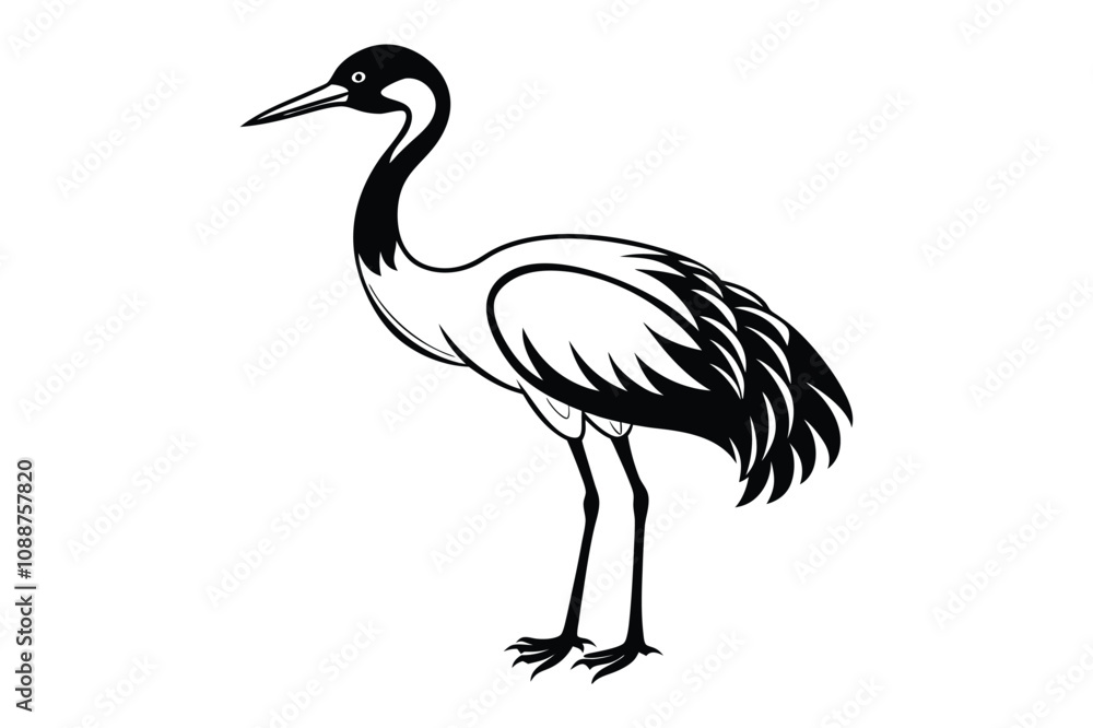 crane bird animal silhouette vector icon on a white background crane bird animal silhouette vector icon on a white background