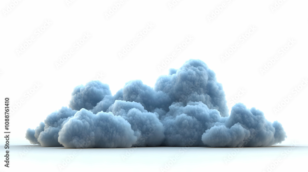 Realistic Fluffy Blue Cloud Formation Isolated on a White Background in Minimalist Style Realistic Fluffy Blue Cloud Formation Isolated on a White Background in Minimalist Style
