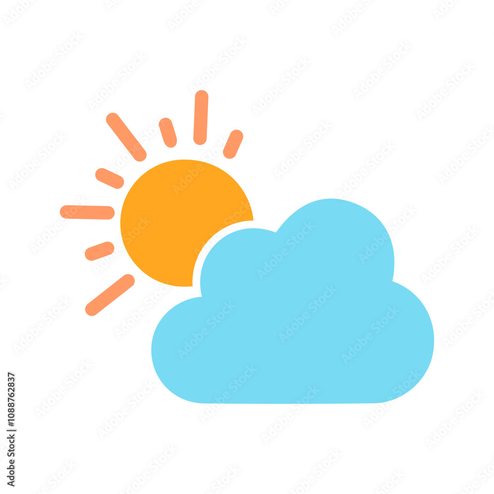 Sun Behind Small Cloud Vector Icon Sun Behind Small Cloud Vector Icon