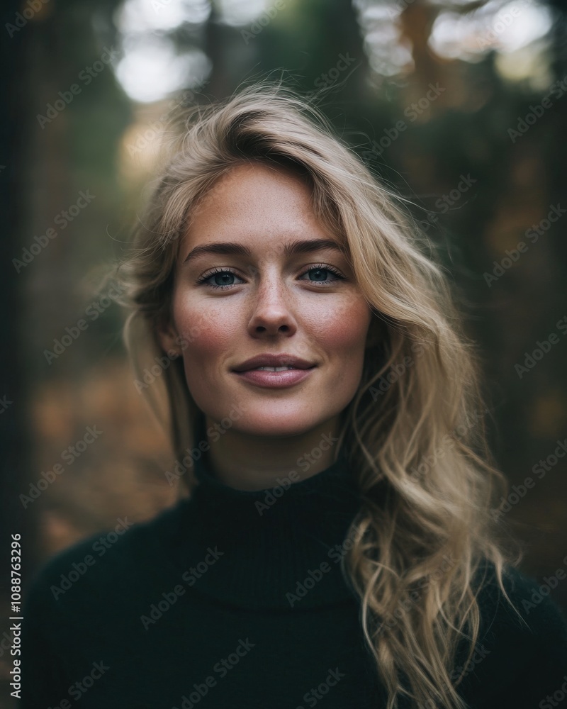 Portrait of a Strong Viking Woman with Braided Blonde Hair in Natural Light Portrait of a Strong Viking Woman with Braided Blonde Hair in Natural Light